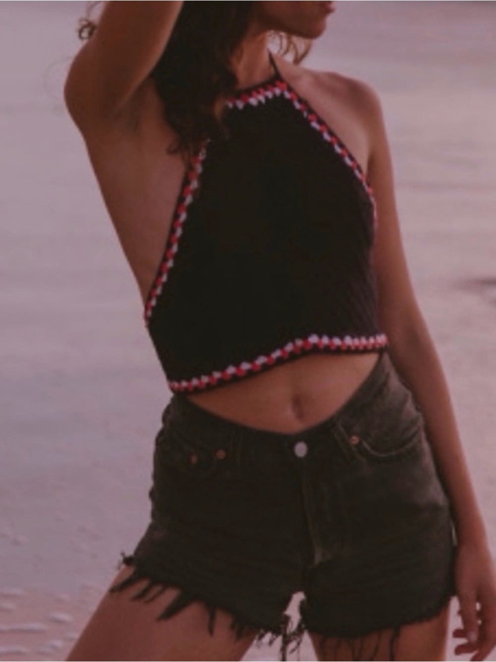 Zara Vintage 70’s Inspired Americana Crochet Halter top s M
